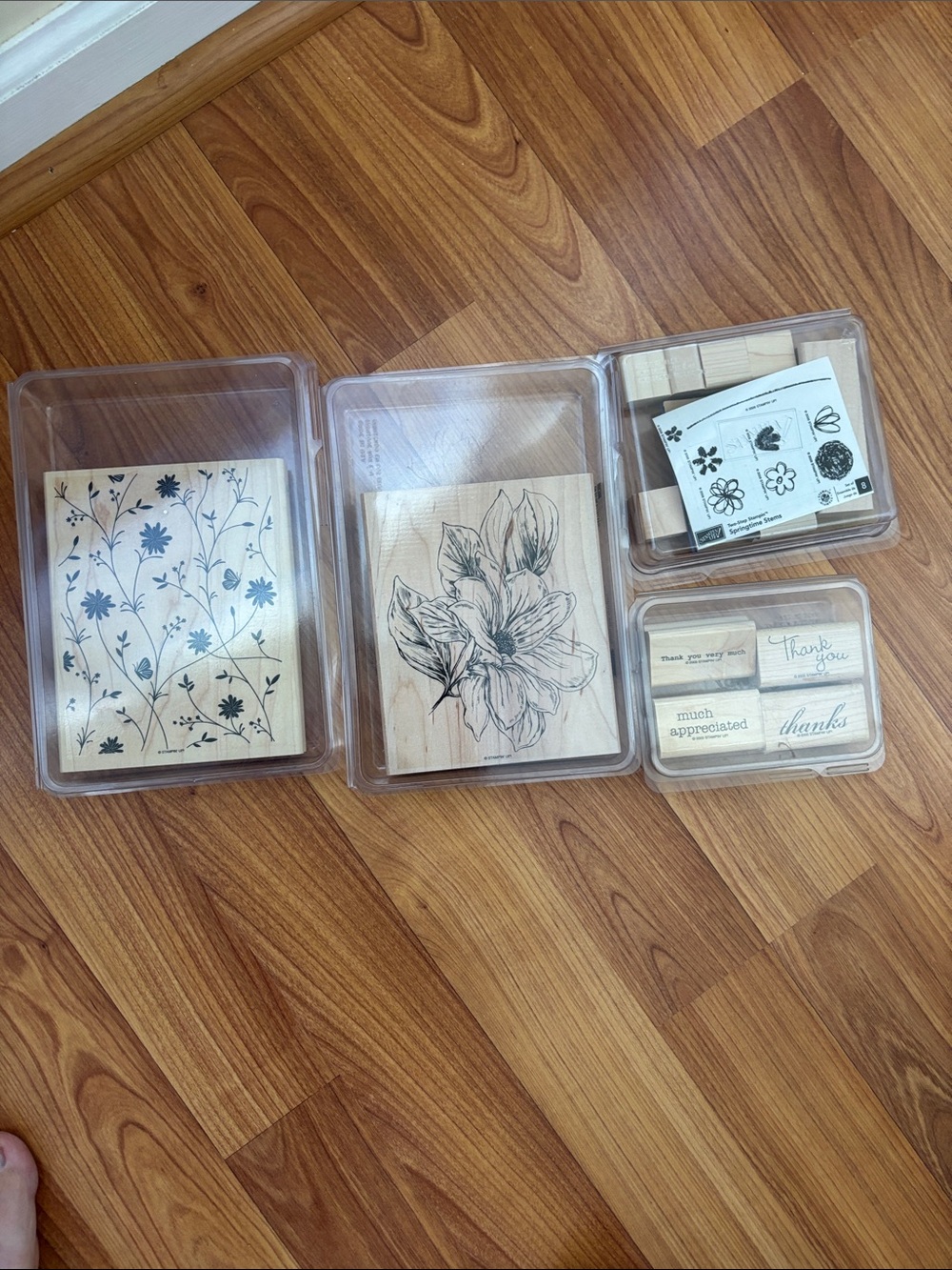 Stampin' Up! Wood-Mounted Floral Stamp Set - Natural Wood 4 sets